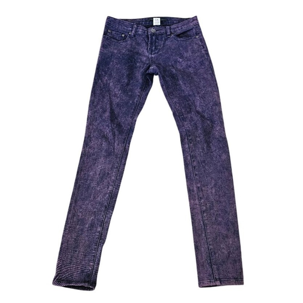 Urban Behavior Purple Acid Wash Skinny Jeans Fit Melrose Low Rise Womens Size 3